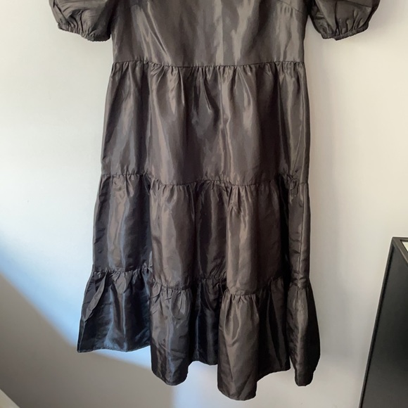 Milk It Black Puff Sleeve Taffeta Open Back Maxi Dress - Picture 4 of 12